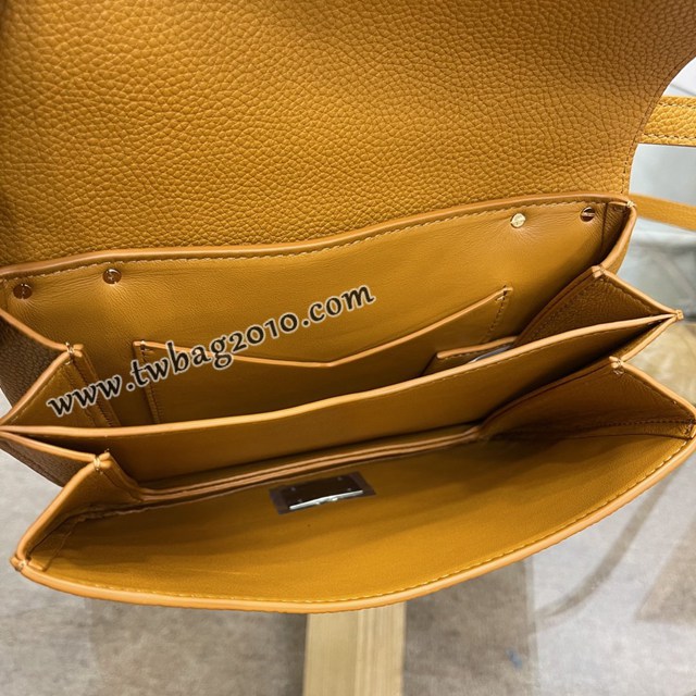 Bottega veneta高端女包 KF0021 寶緹嘉金棕色荔枝紋肩背女包 BV2021新款V字蓋頭鏈條女包  gxz1334